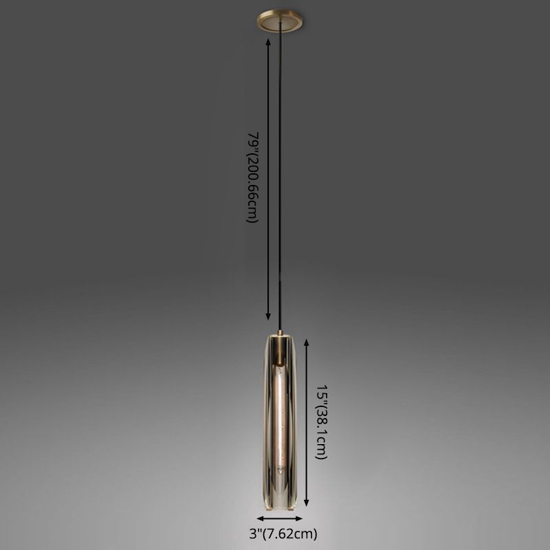 Modern Minimalist Cylindrical Shape Pendant Light Crystal Clear Suspension Light  for Living Room