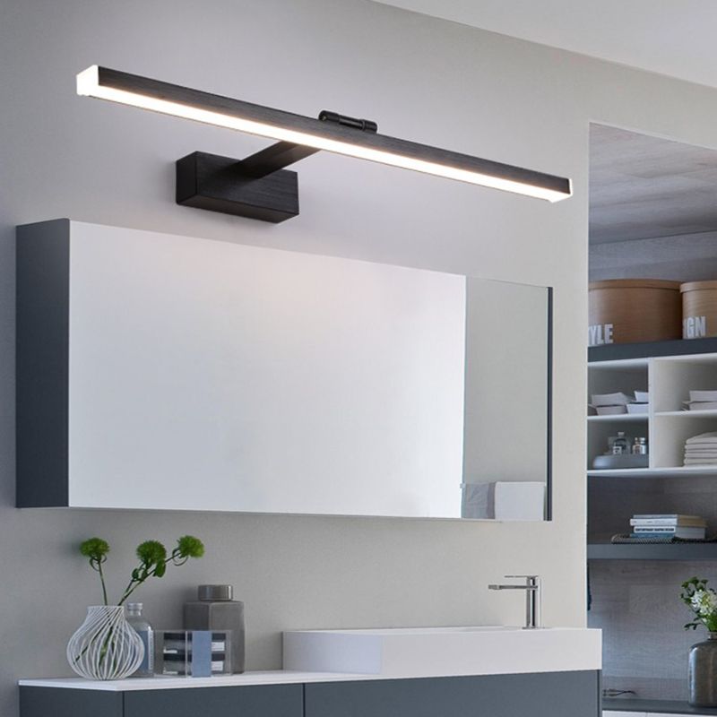 Strip Wall Mounted Light Fixture Nordic Metal LED Bathroom Wall Sconce Lighting in Black