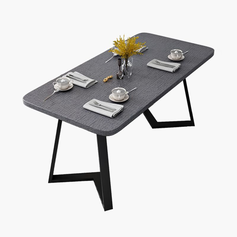 Metal Industrial Rectangle Dining Table Grey Wood Top Table with Sled Base
