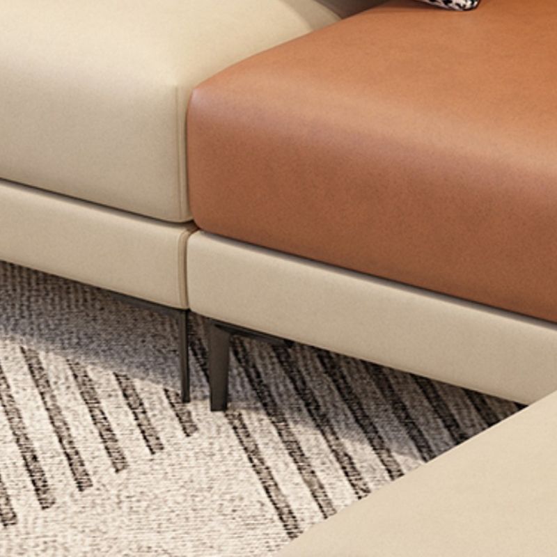 124.01" D x 62.99" W x 35.43" H Faux Leather Square Arm Sofa with Bolster Pillows