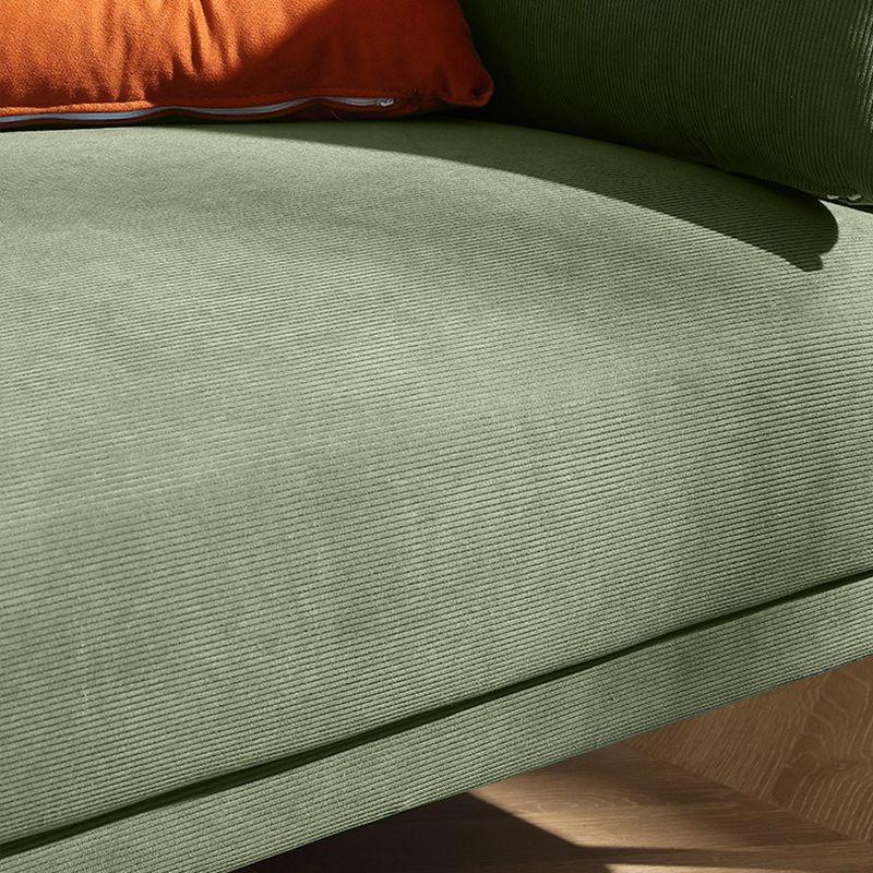Modern Style Corduroy Sofa 30.7" High Square Arm Sofa in Green