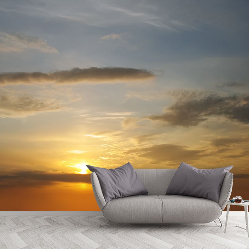 Splendid Evening Glow Mural Wallpaper for Living Room, Dark Color, Personalized Size