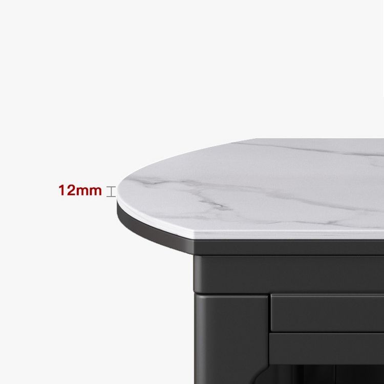 Modern Extendable White Dining Table Sintered Stone Round Shape Dining Table for Kitchen