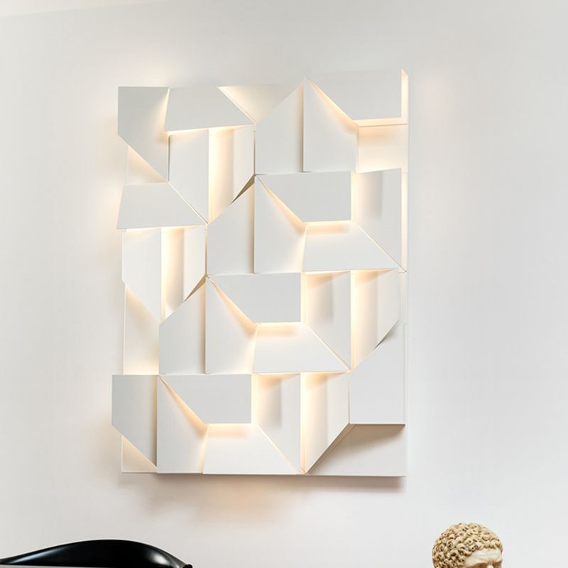 Luce da parete geometrica bianca Sconcetti di luce moderna in metallo funzione con palette di funce in metallo