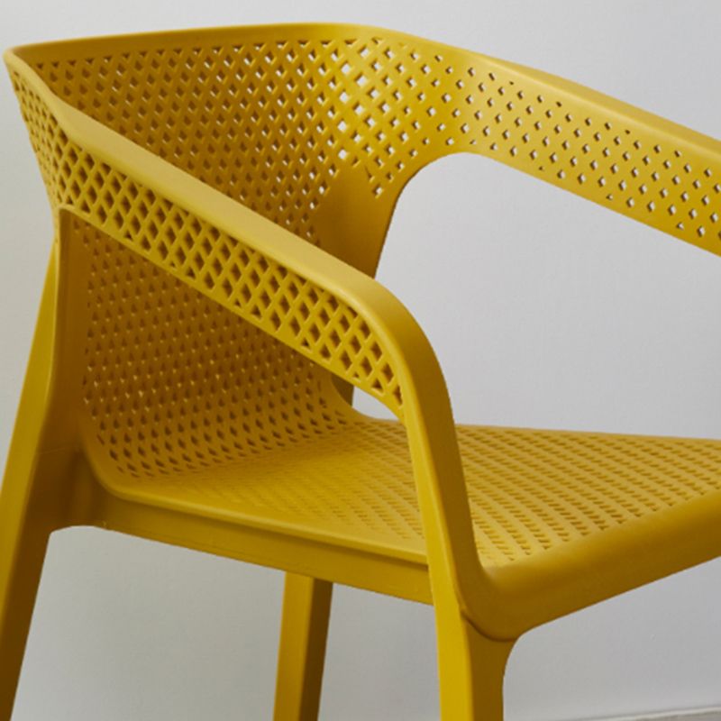 Modern Style Plastic Dining Armchair Open Back Stackable Dining Arm Chair
