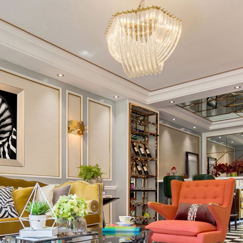 Modern Style Chandelier Bowl Shape Modern Style Glass Hanging Light for Bedroom