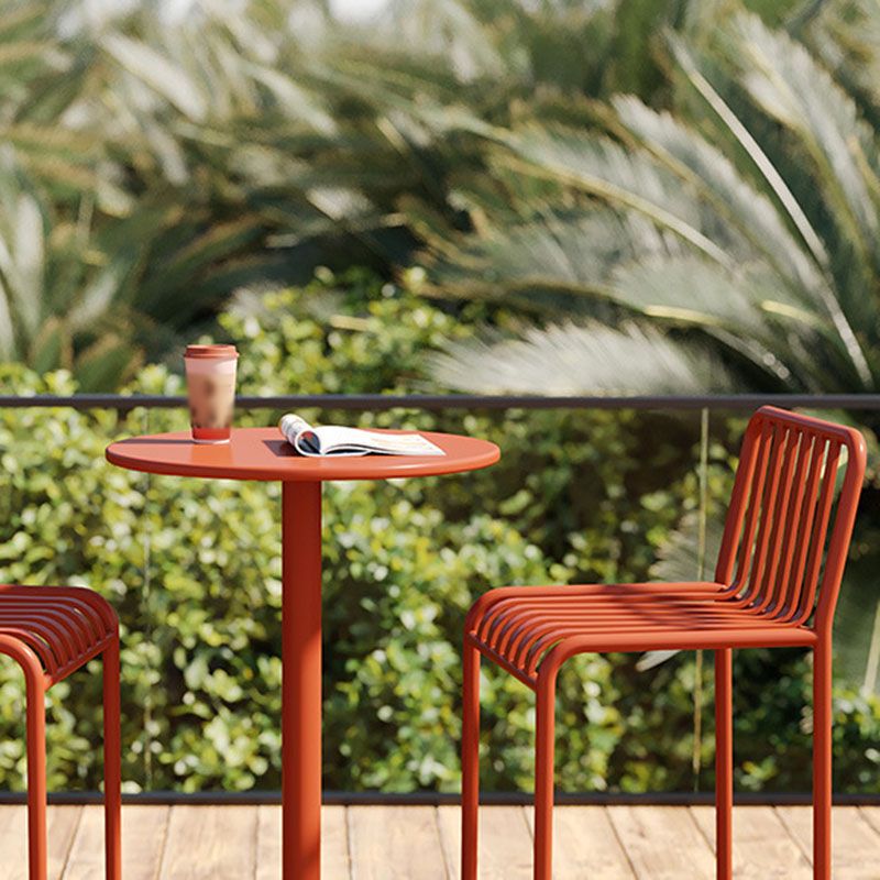 Modern Armless Backrest Counter Stool Iron Cafe Bar Stool with Seat and Pedal