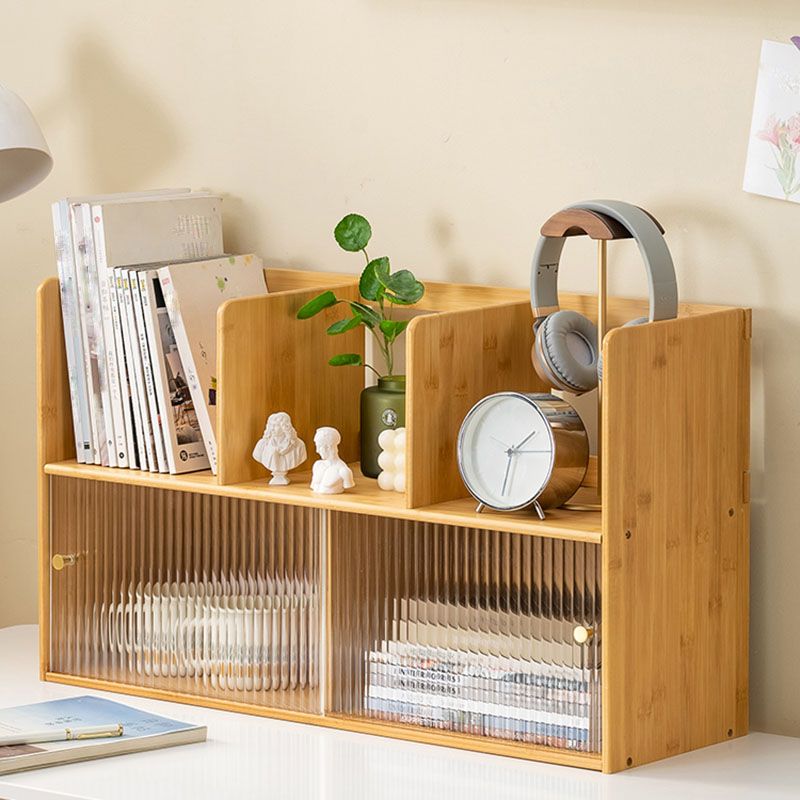 Contemporary Open Back Horizontal Bookshelf Bamboo Bookshelf for Office