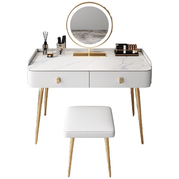 Glam Marble Makeup Vanity Set With Drawer for Bedroom in White