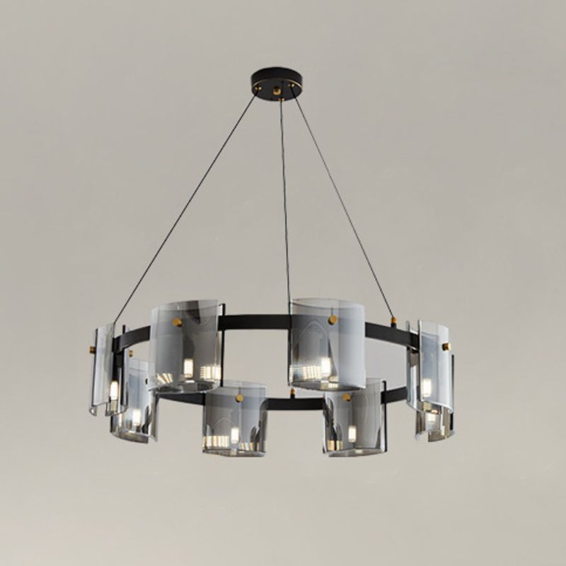 Simple Glass Pendant Lighting Fixture Modern Style Hanging Chandelier for Living Room