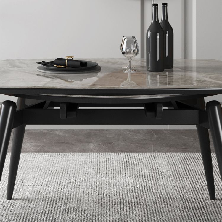 Mesa de cocina redonda extensible de piedra sinterizada Mesa de comedor moderna con 4 patas