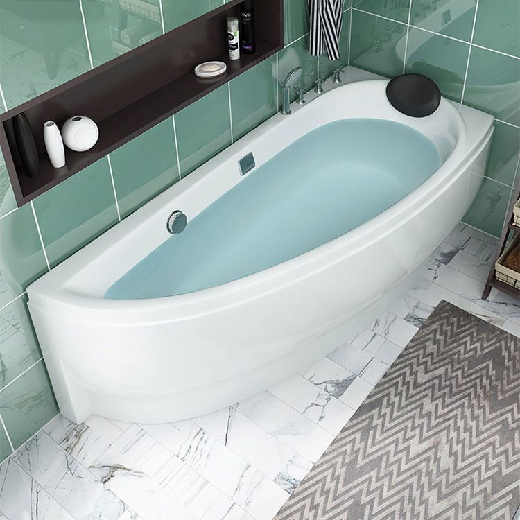 Acrylic Corner Bathtub Soaking White Modern Back to Wall Bath