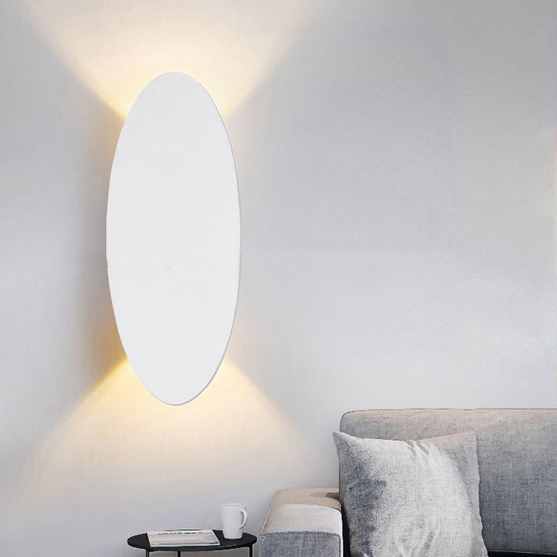 Oval Shape Wall Lamp Modern Style Metal 2 Lights Wall Light in White/Black
