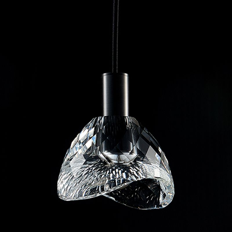 Pendre en cristal noir en cuivre de style luxe moderne lampe à suspension géométrique pour chambre à coucher
