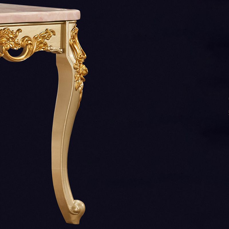 Rectangle Shape Victorian Style Dining Table Fixed Table with Marble