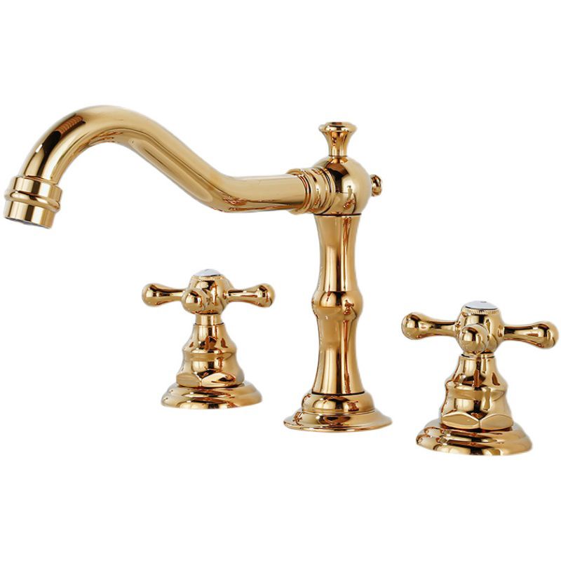 Industrial Wide Spread Bathroom Faucet 2 Cross Handles Lavatory Faucet