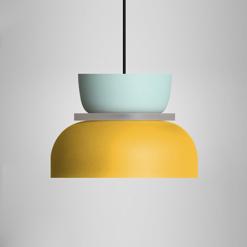 Macaron Color-blocking Pendant lampe Metal 1 lumière de suspension légère pour le salon