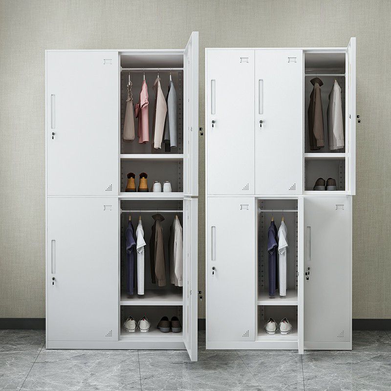 Hinged Wardrobe Cabinet with Lock Industrial Steel Wardrobe Armoire
