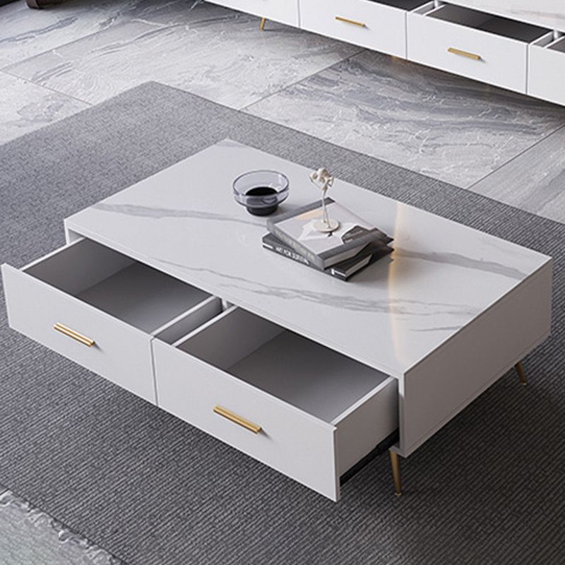 Slate Coffee Table Glam Nesting Coffee Table Set with Storage Drawers