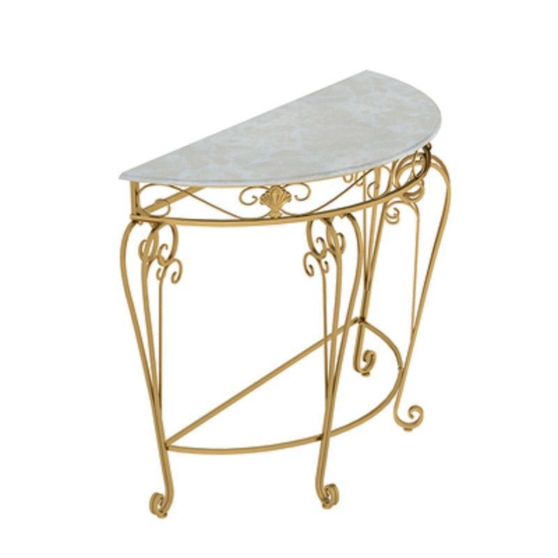 4 Legs Hall Faux Wood Tabletop Half Moon Scratch Resistant and Stain Resistant Console