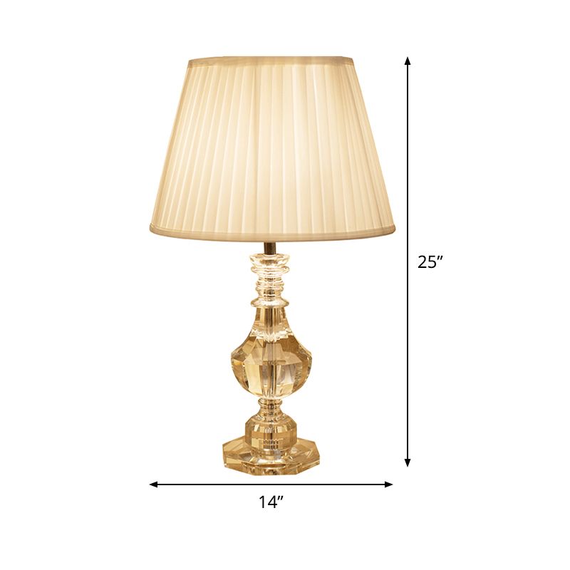 Modernism Urn-Shaped Task Lighting Hand-Cut Crystal 1 Head Nightstand Lamp in Beige