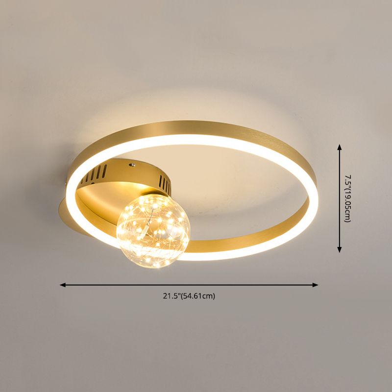 Abat-jour en forme de cerceau pour éclairage de plafond à LED, montage encastré étoilé en métal avec abat-jour en verre boule