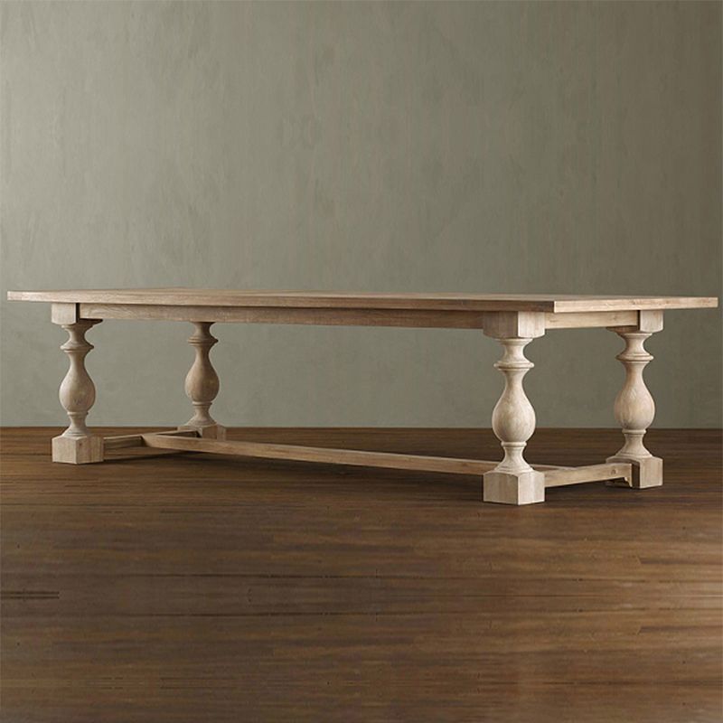 Farmhouse Style Fixed Solid Wood Dining Room Table with 4 Solid Wood Legs Kitchen Dining Set