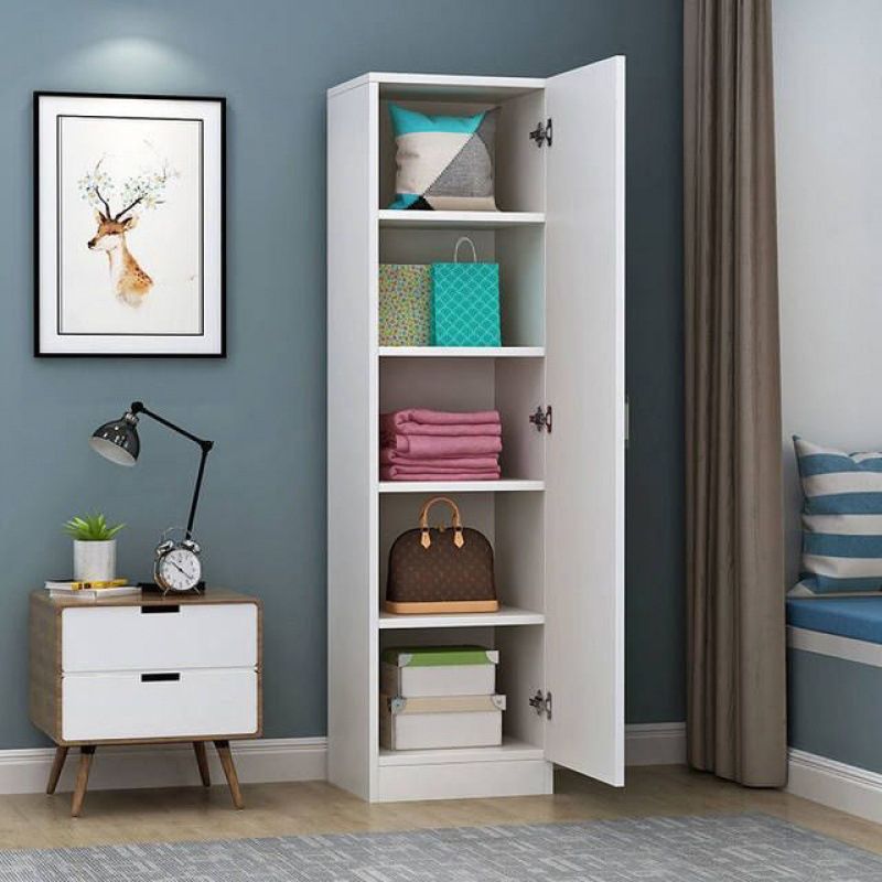 Contemporary White Wardrobe Armoire Hinged Wardrobe Cabinet for Home