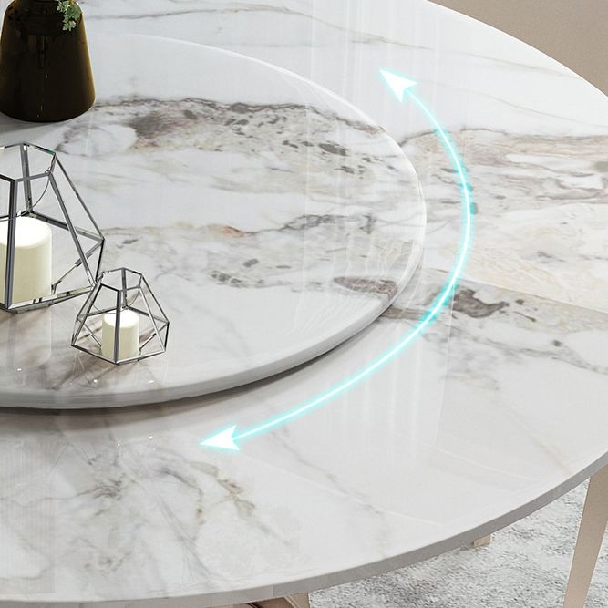 Comedor de piedra sinterizada moderna † Room- † Set con mesa redonda y muebles de mesa de comedor de base de metal