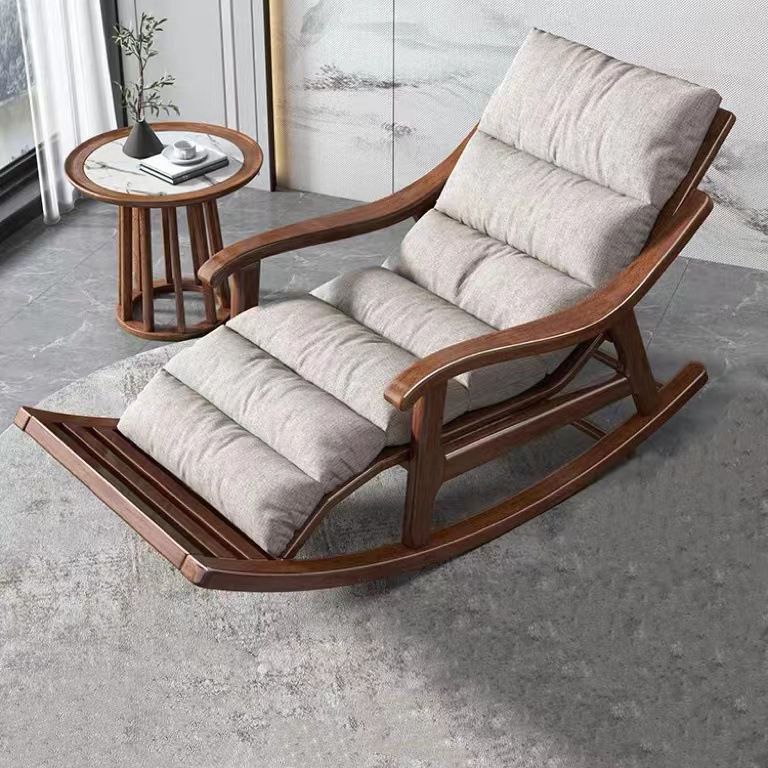 Mid Century Modern Sofa Rocking Chair Indoor Wooden Rocking Chair with Cushion