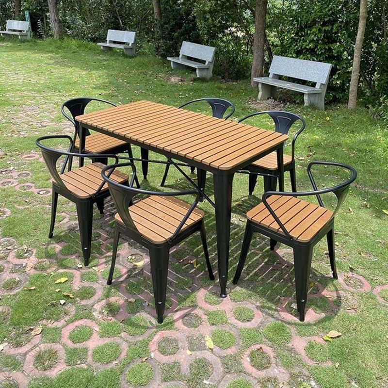 Industrial 1/3/5/7 Pieces Metal Dining Set Reclaimed Wood Table Set for Outdoor