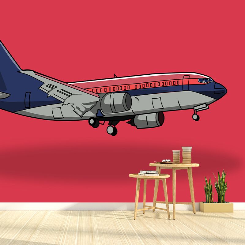Airplane Illustration Mural Decal Eco-friendly Wallpaper Waterproofing for Sitting Room