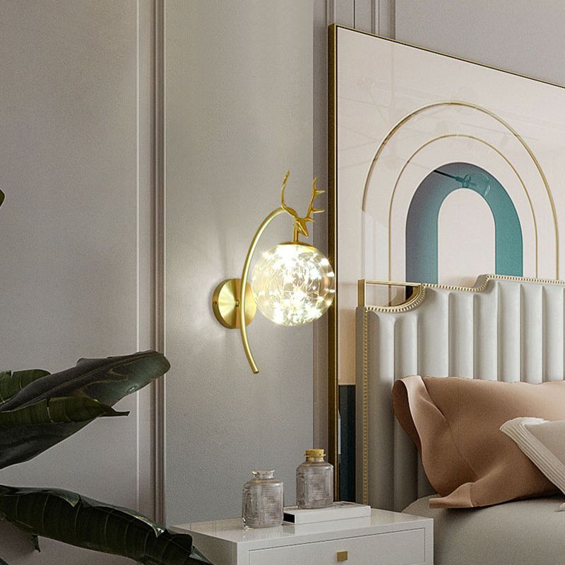 Lampade a parete in vetro trasparente globo a 1 luce moderna a montaggio a parete per soggiorno