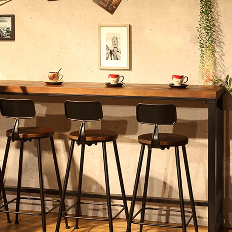 Industrial Bar Height Table Solid Wood Top Bistro Table with Trestle Base