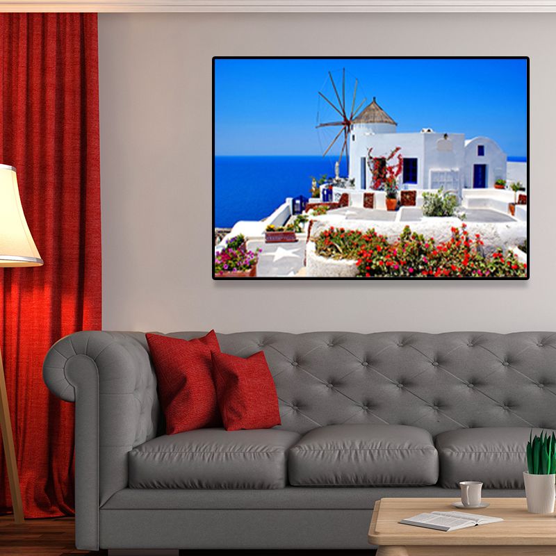 Photograph Coastal Canvas Wall Art Beach Scenery in Light Color for Sitting Room