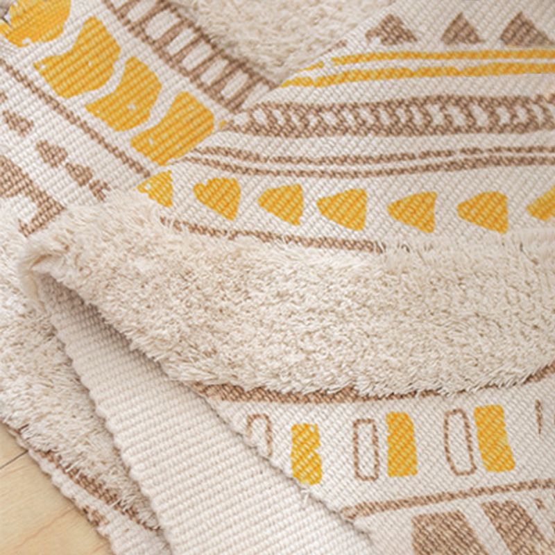 Simplicity Boho-Chic Rug Cotton Blend Carpet with Fringe Washable Area Carpet for Home Decor