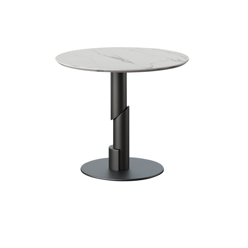 Modern Style Dining Table Sintered Stone Round Table with Metal Base