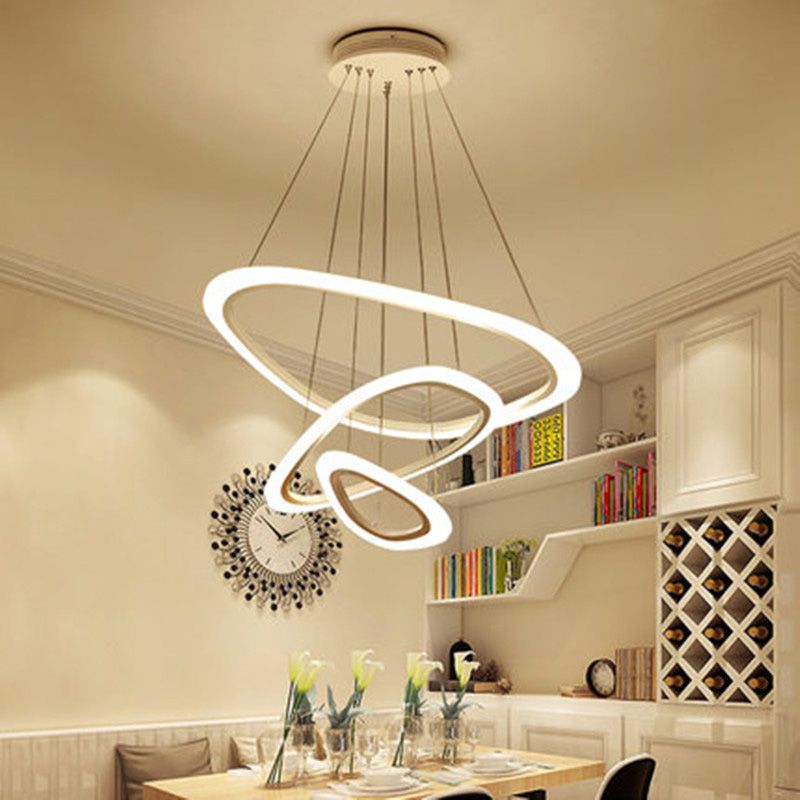 Postmodern Simplicity Triangle LED Chandelier Light Fixtures Acrylic Hanging Pendant Lights for Restaurant