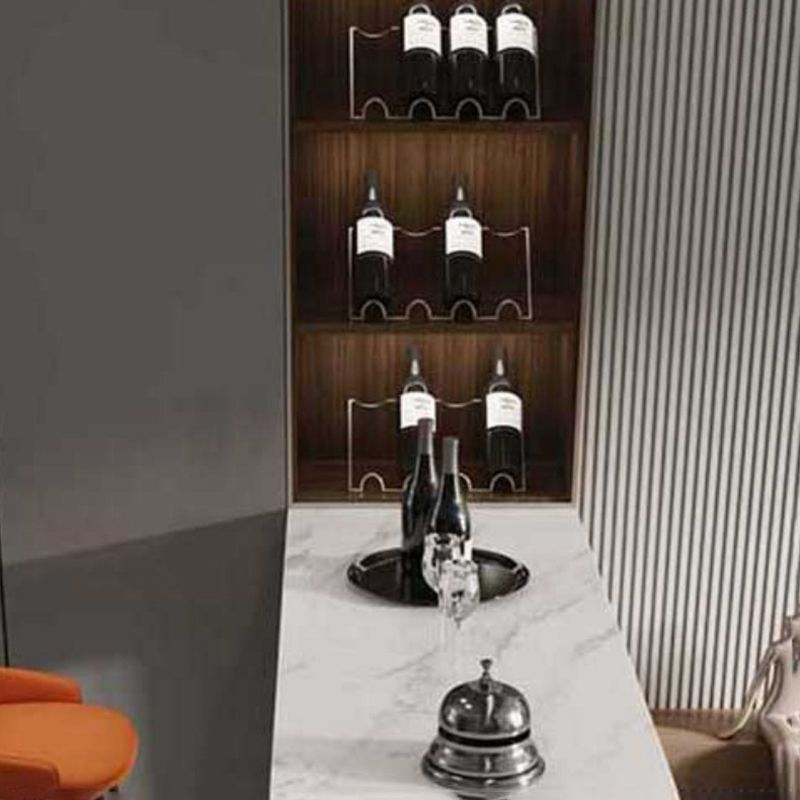 Stone Bar Dining Table Modern Bar Table with Double Pedestal for Dining Room