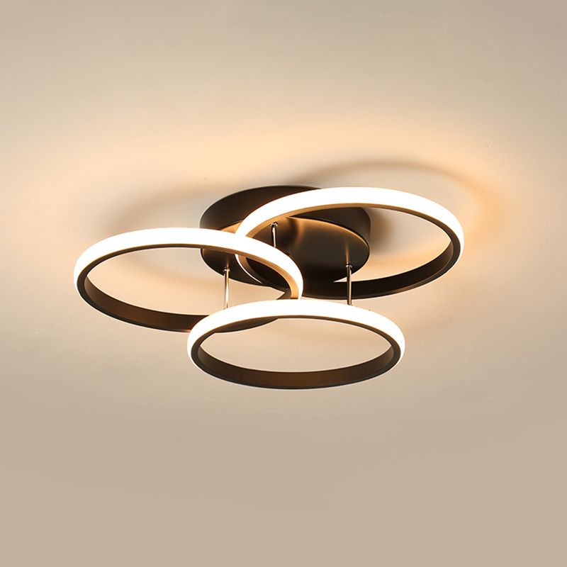 Metal Round Shade Flush Ceiling Light Modern 3-Lights Flush Mount Fixture