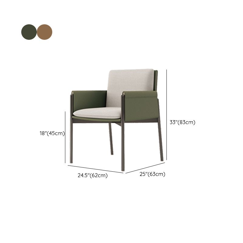 Faux Leather Dining Chair Upholstered Arm Chair with Metal Base