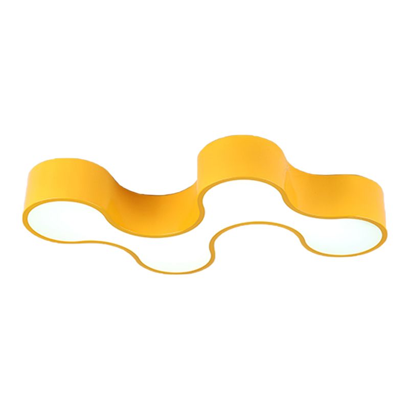 LED-Unterputzlampe für Schlafzimmer im Kinderstil, Deckenbeleuchtung in Blau/Gelb/Grün mit Regenwurm-Acrylschirm