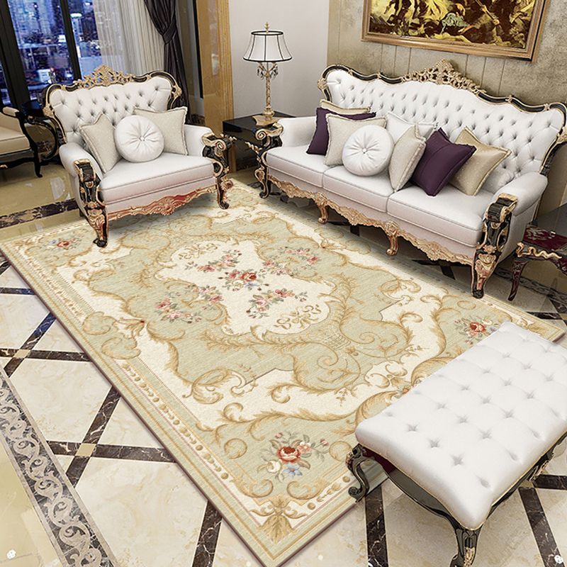 Apricot Tone Glam Area Carpet Polyester Marbling Indoor Rug Anti-Slip Backing Carpet for Living Room