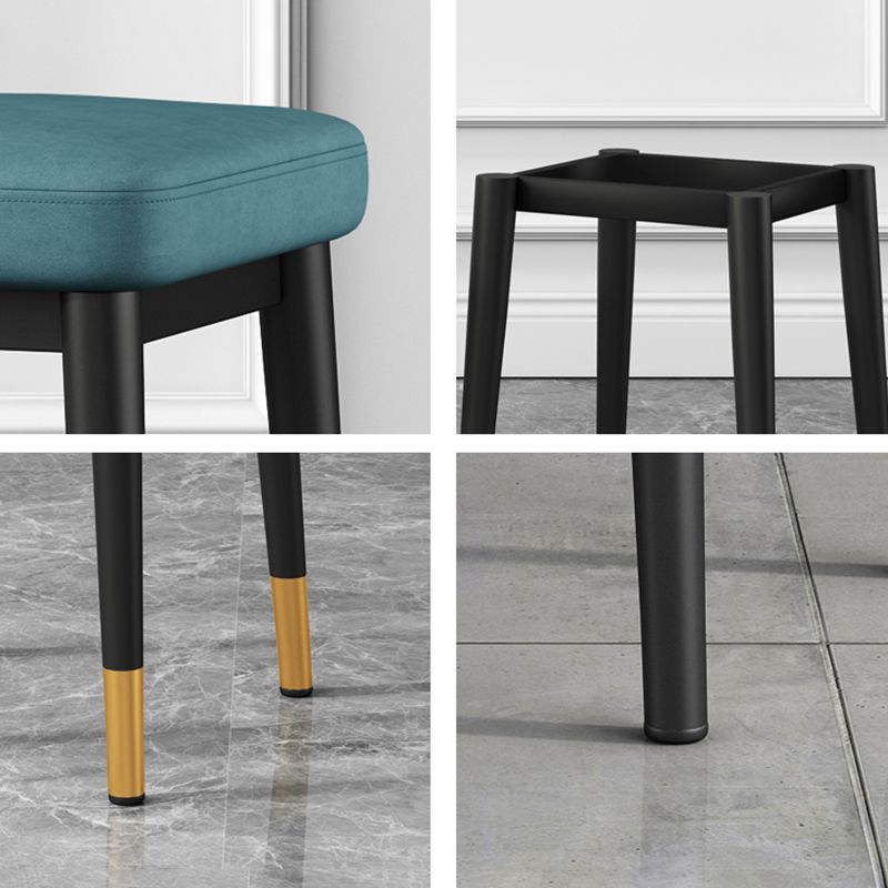 Square Ottoman Solid Color Upholstered Metal Frame Fabric Standard Ottoman