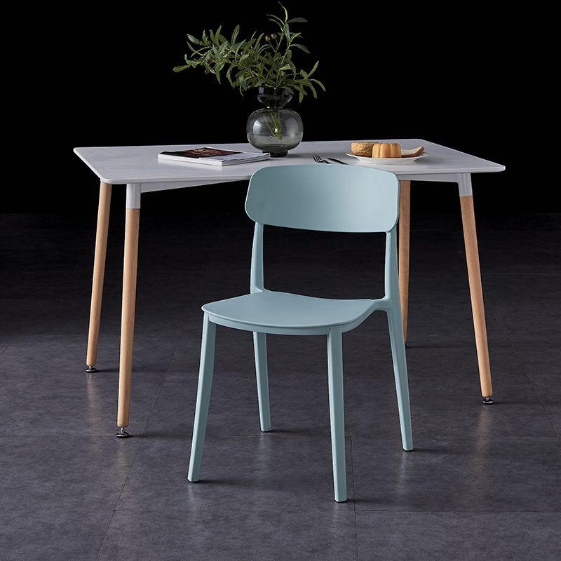 Sillas de comedor de plástico de estilo moderno, respaldo abierto, sillas laterales para cocina