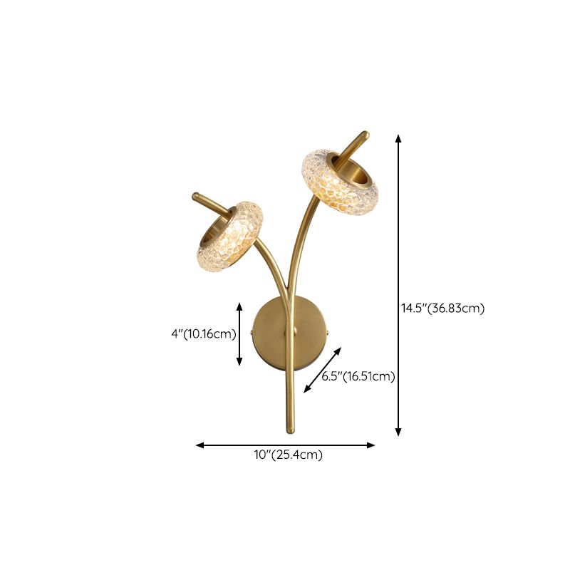 Modern Metal Wall Sconce Circular Shape Wall Light with Glass Shade for Bedroom