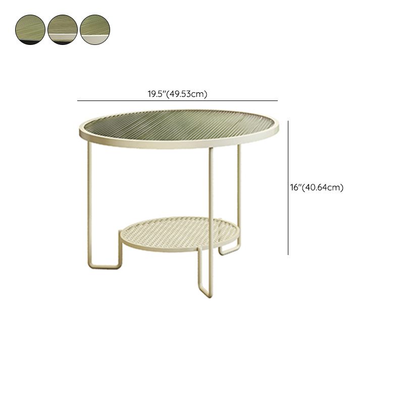 Round GlassCoffee Table Tropical No Distressing Coffee Table Set with Shelf
