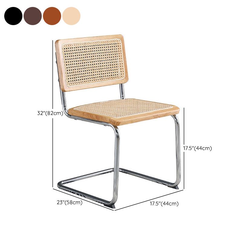 Metal Side Chair Modern Style Open Back Armless Chair with Silver Leg