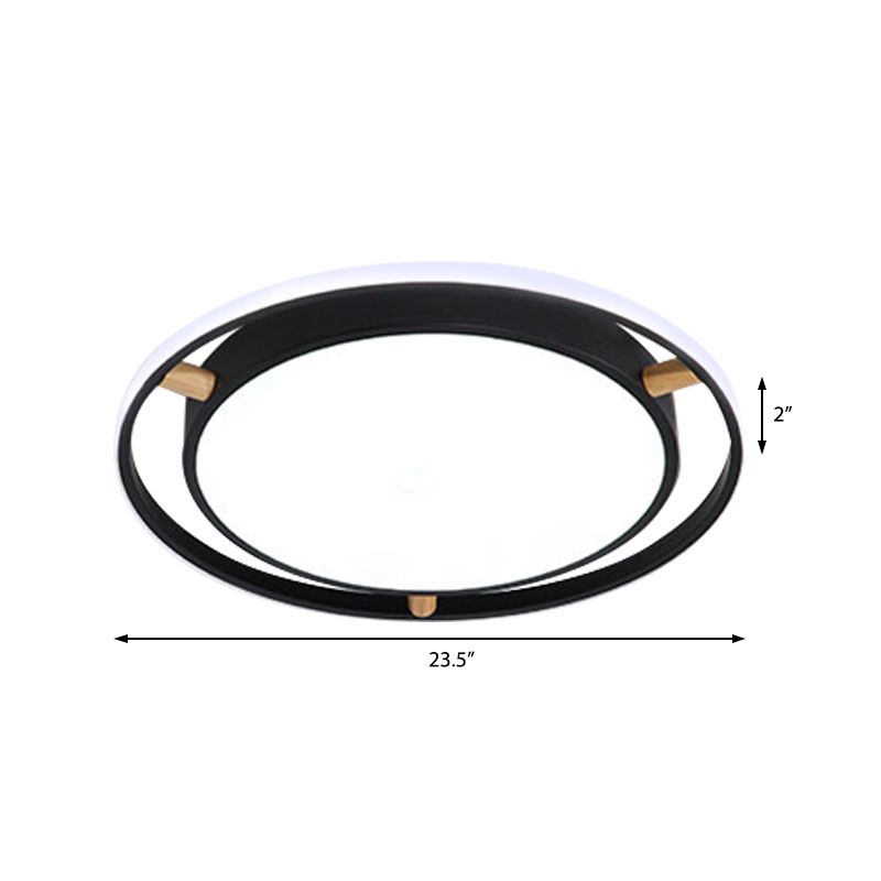Nordische LED Deckenbündelleuchte Weiß/Grün/Grau Zweikreis dünne Flushmount Beleuchtung mit Holz Arm, 16 "/19.5" /23.5 " W