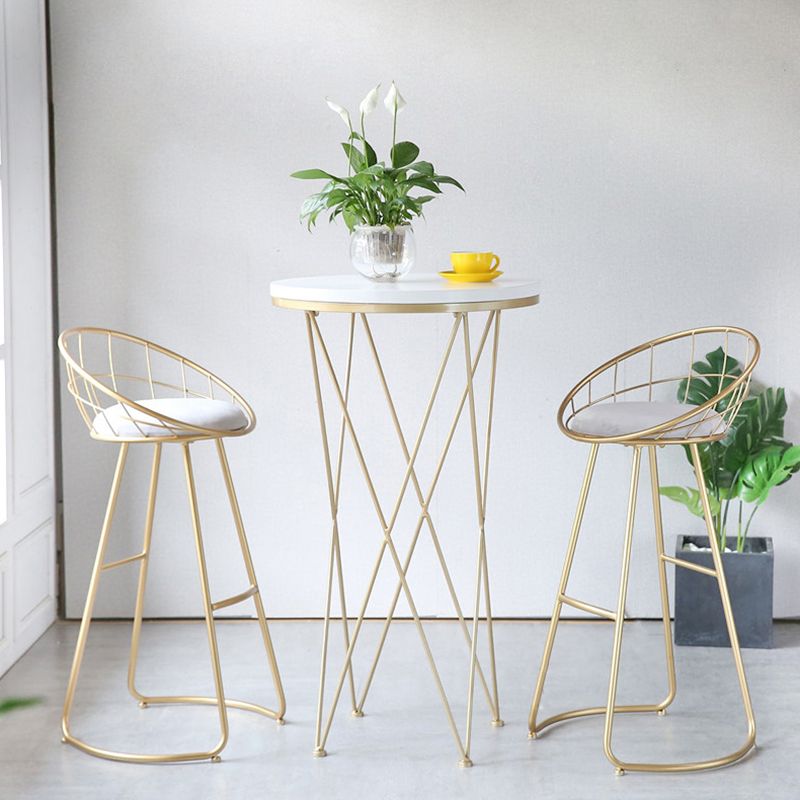 Contemporary Low Back Bar Stools Metal Barstool with Cushion for Bar